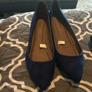 Merona blue velvet slip ons